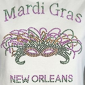 MARDI GRAS BEDAZZLED RHINESTONE SHIRT - NEW